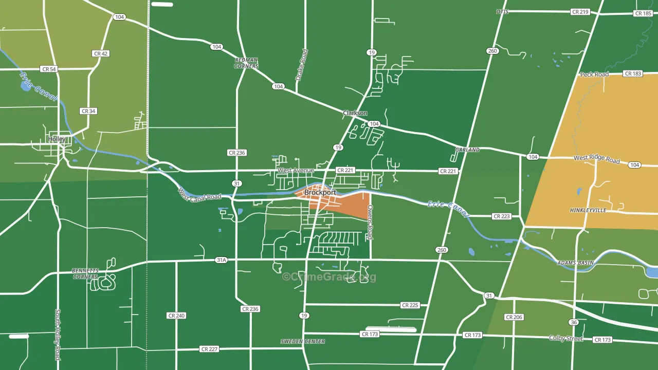 Brockport, NY Map of Robbery Rates