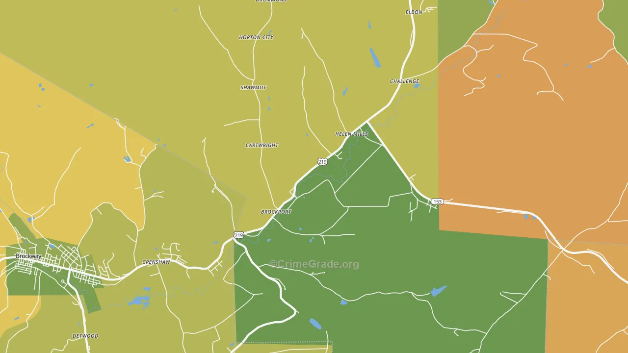 Brockport, PA Map of Robbery Rates