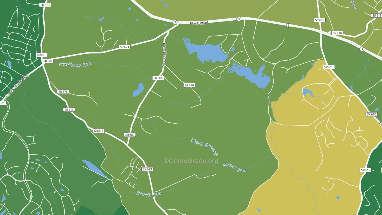 Brockroad, VA Map of Robbery Rates