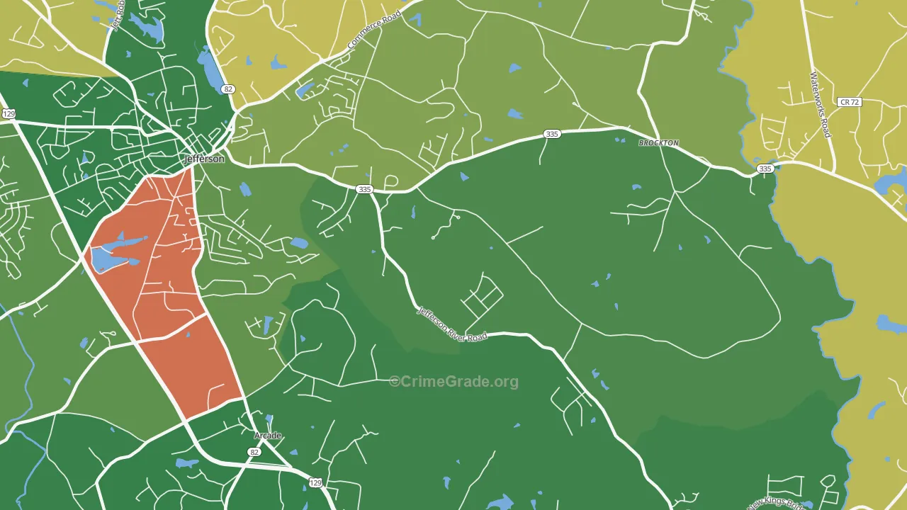 Brockton, GA Map of Robbery Rates