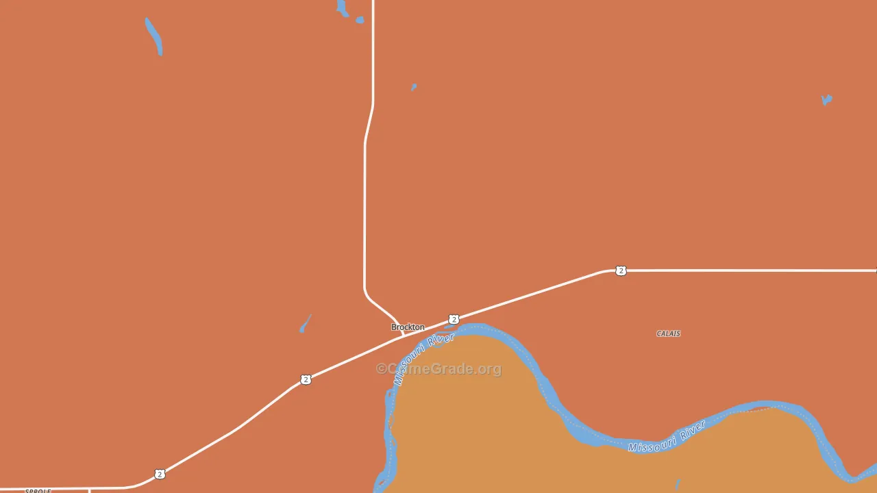 Brockton, MT Map of Robbery Rates