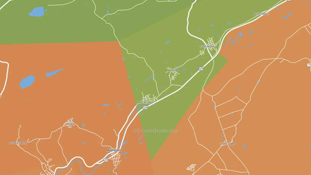 Brockton, PA Map of Robbery Rates