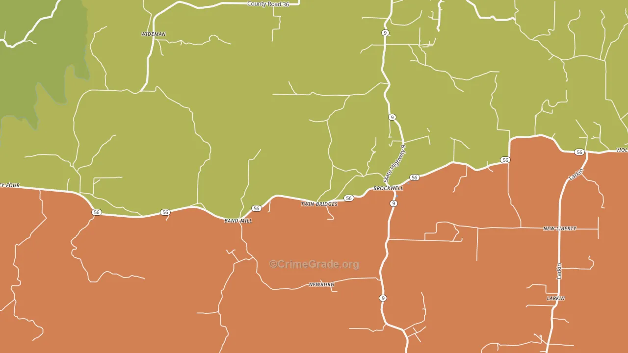 Brockwell, AR Map of Robbery Rates