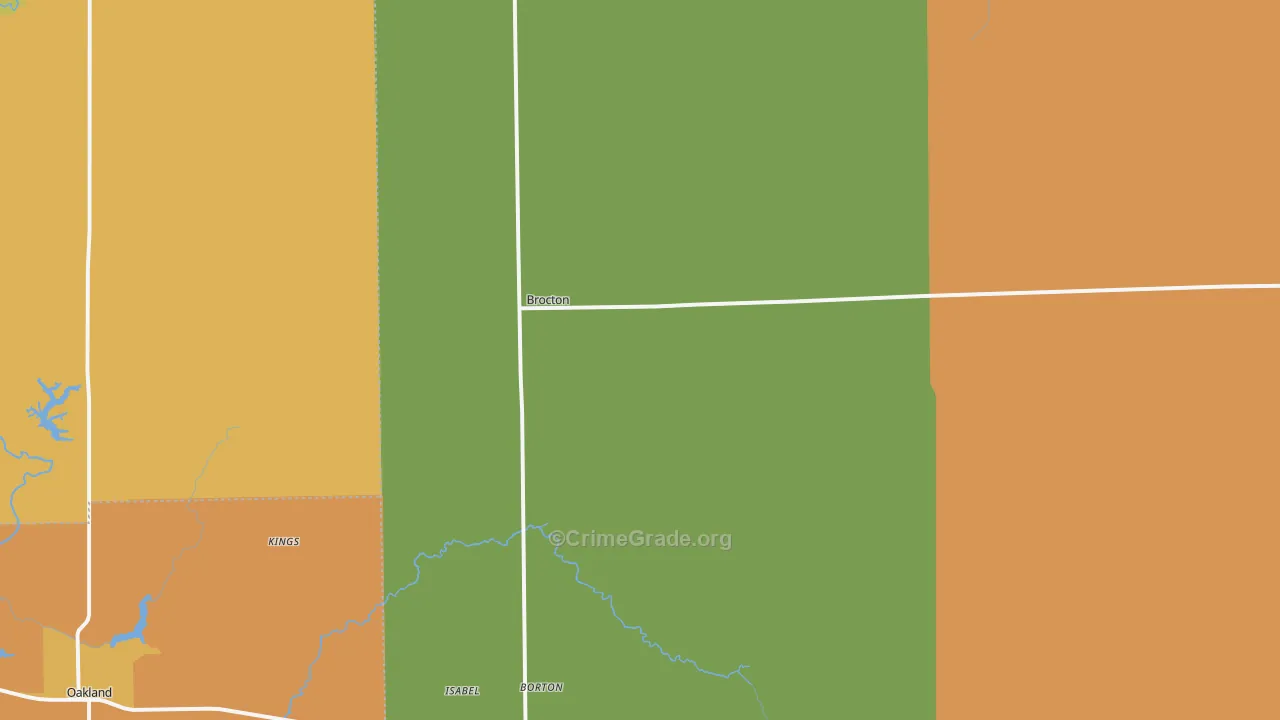 Brocton, IL Map of Robbery Rates