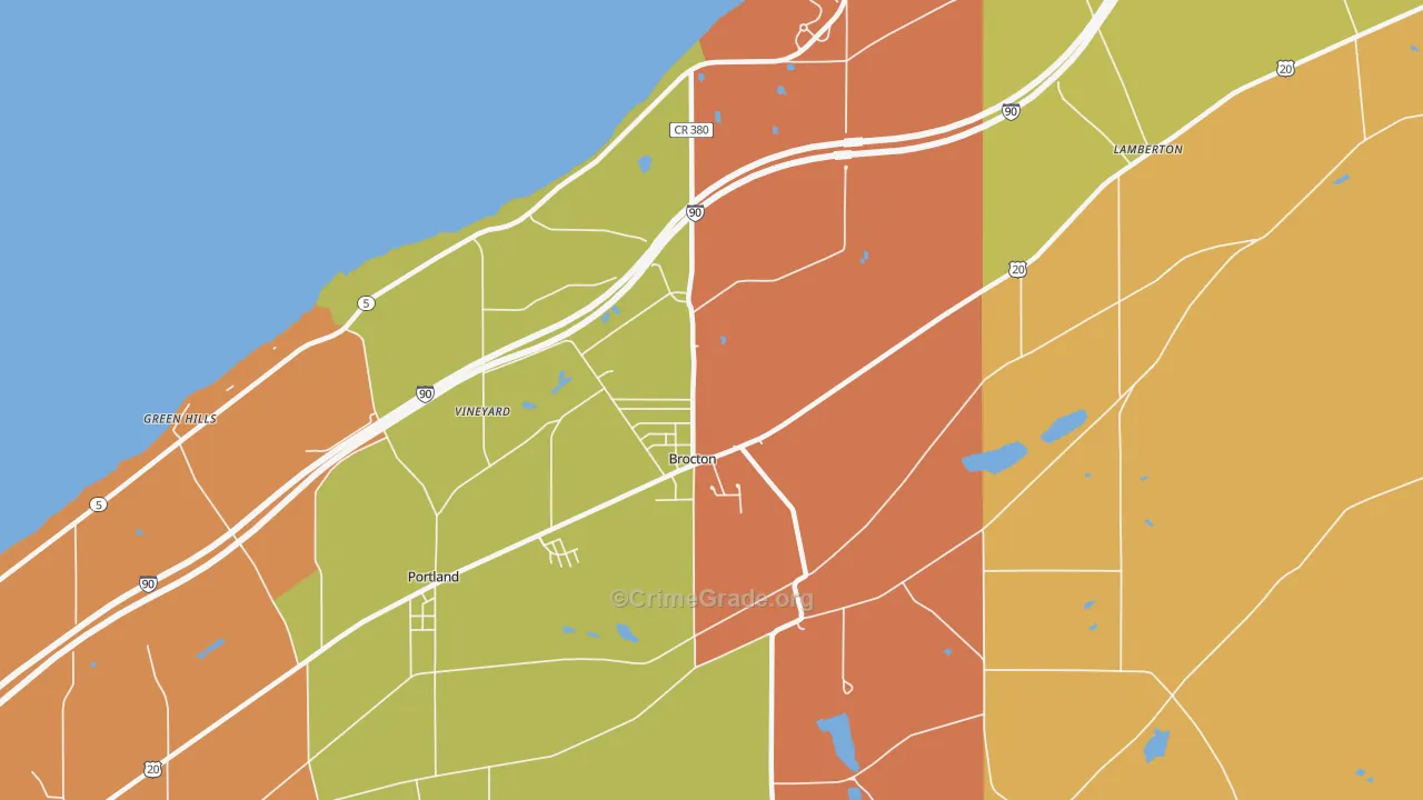 Brocton, NY Map of Robbery Rates