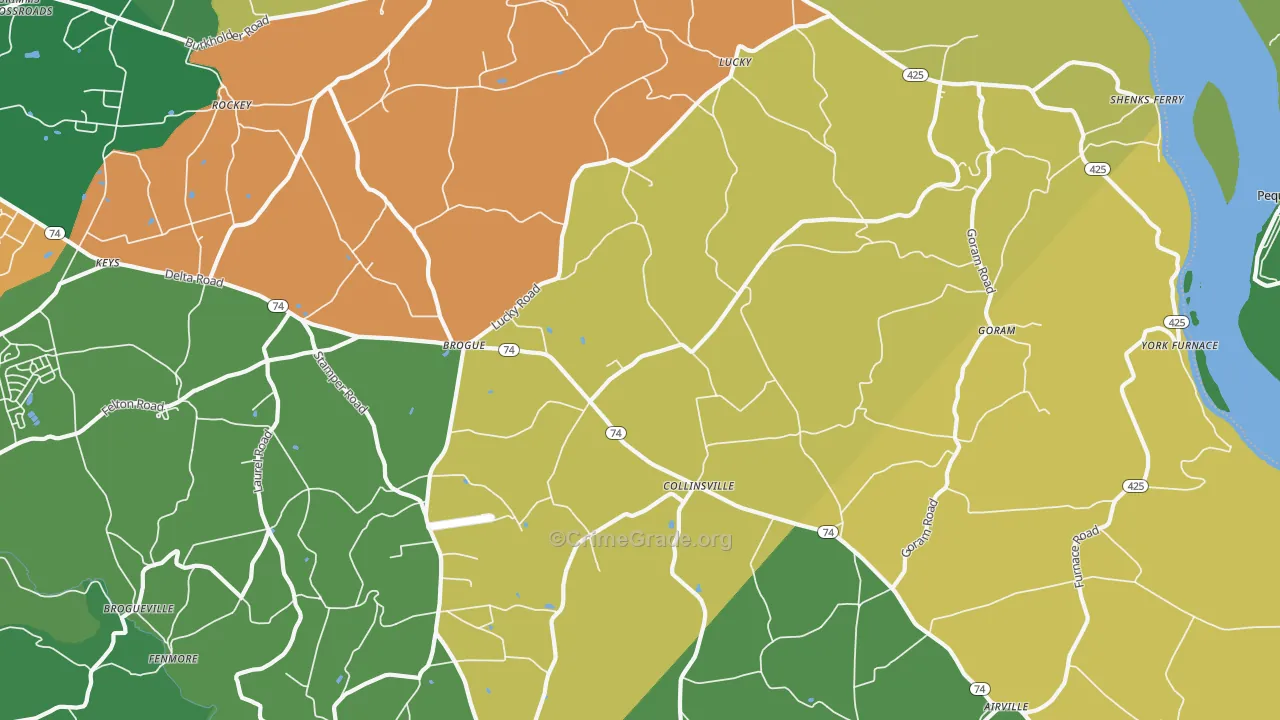 Brogue, PA Map of Robbery Rates