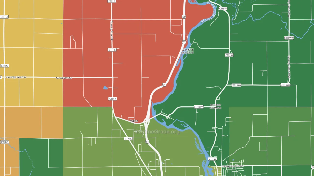 Brokaw, WI Map of Robbery Rates