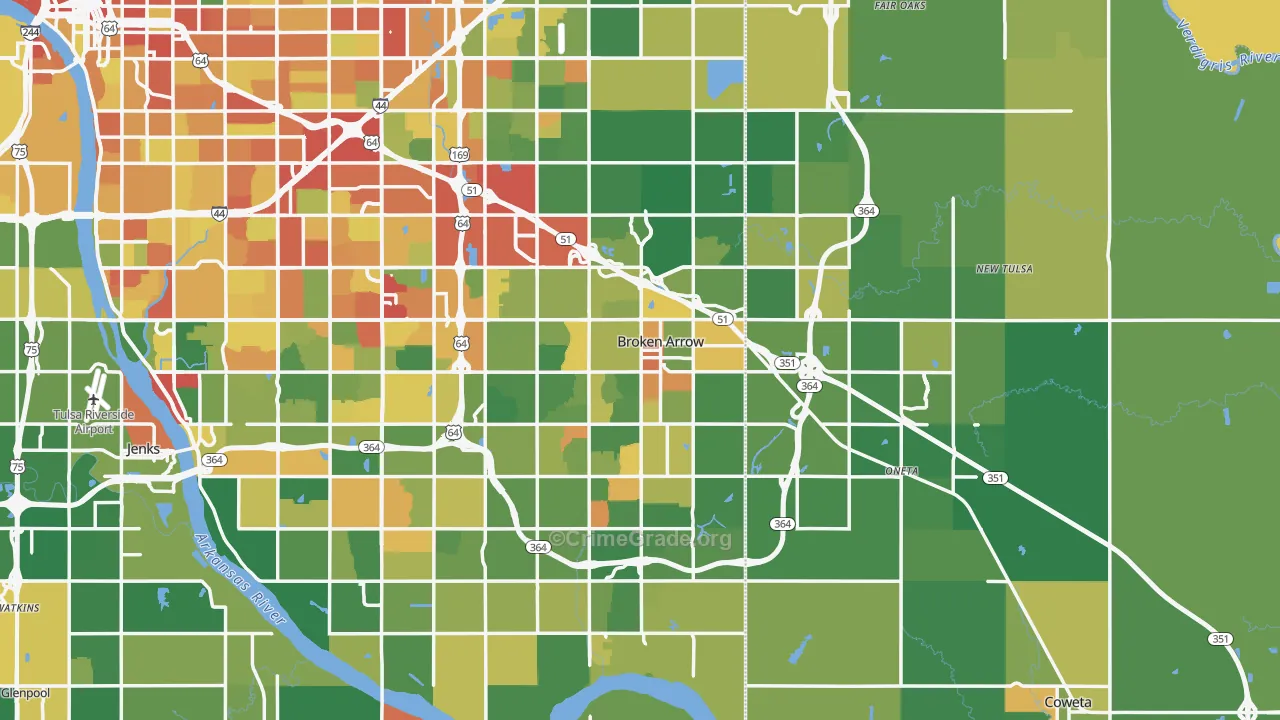 Broken Arrow, OK Map of Robbery Rates