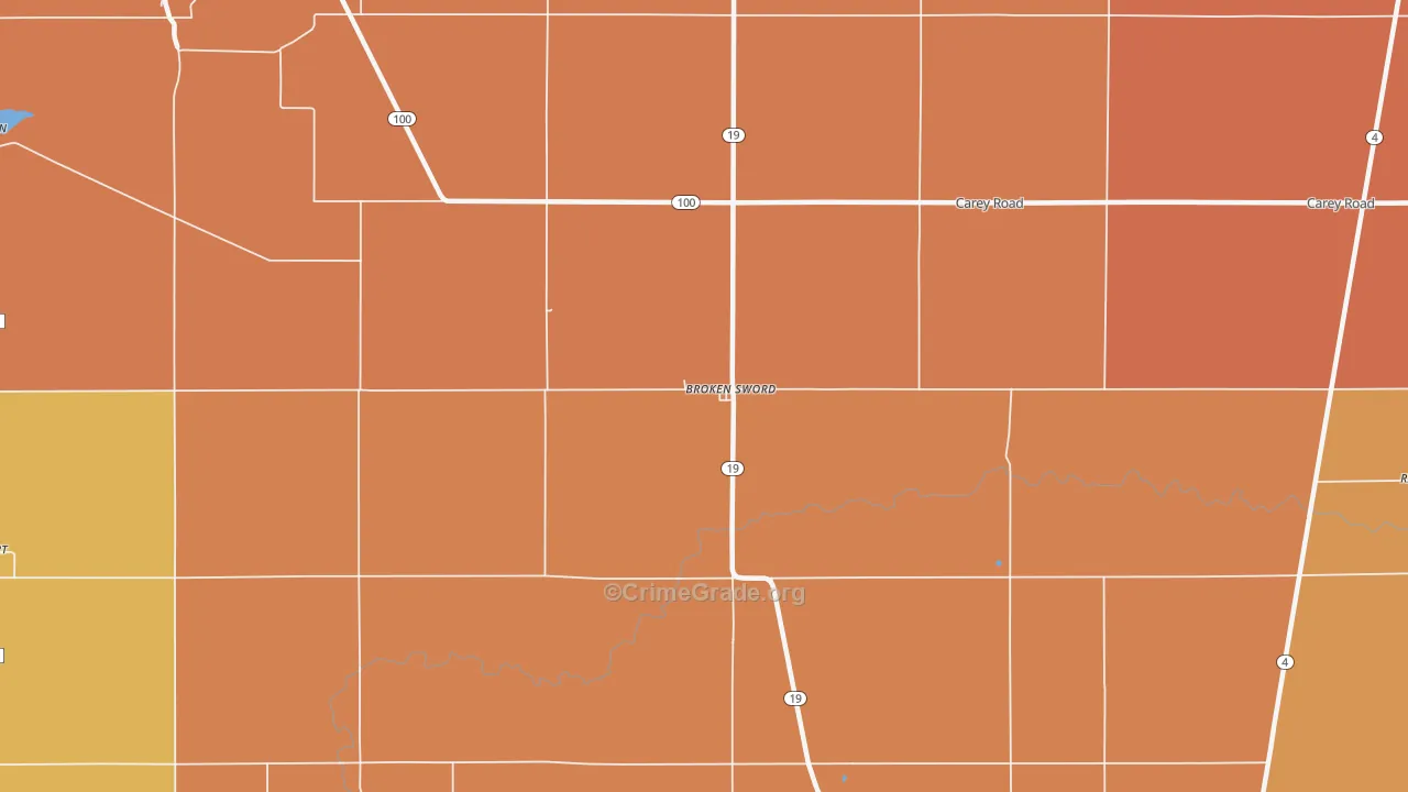 Brokensword, OH Map of Robbery Rates