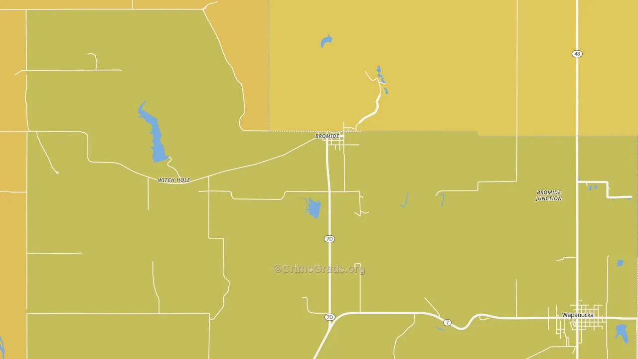 Bromide, OK Map of Robbery Rates