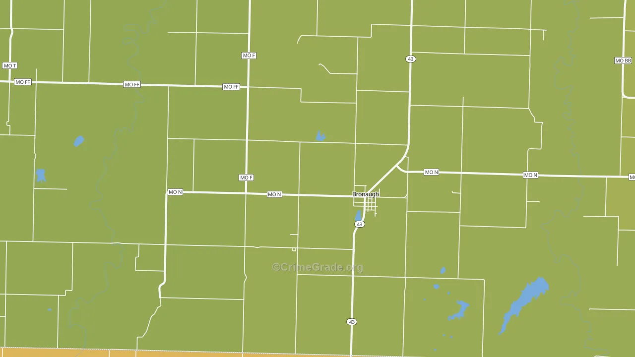 Bronaugh, MO Map of Robbery Rates