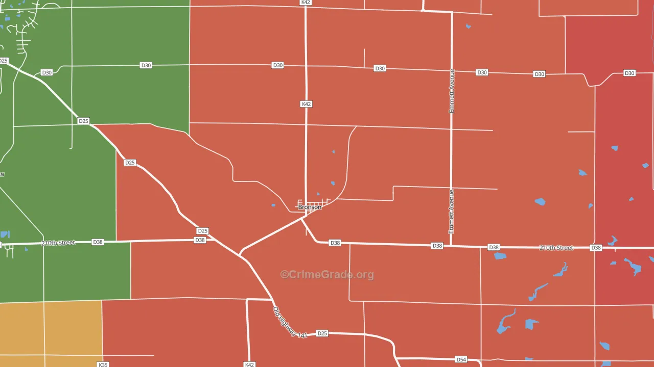 Bronson, IA Map of Robbery Rates