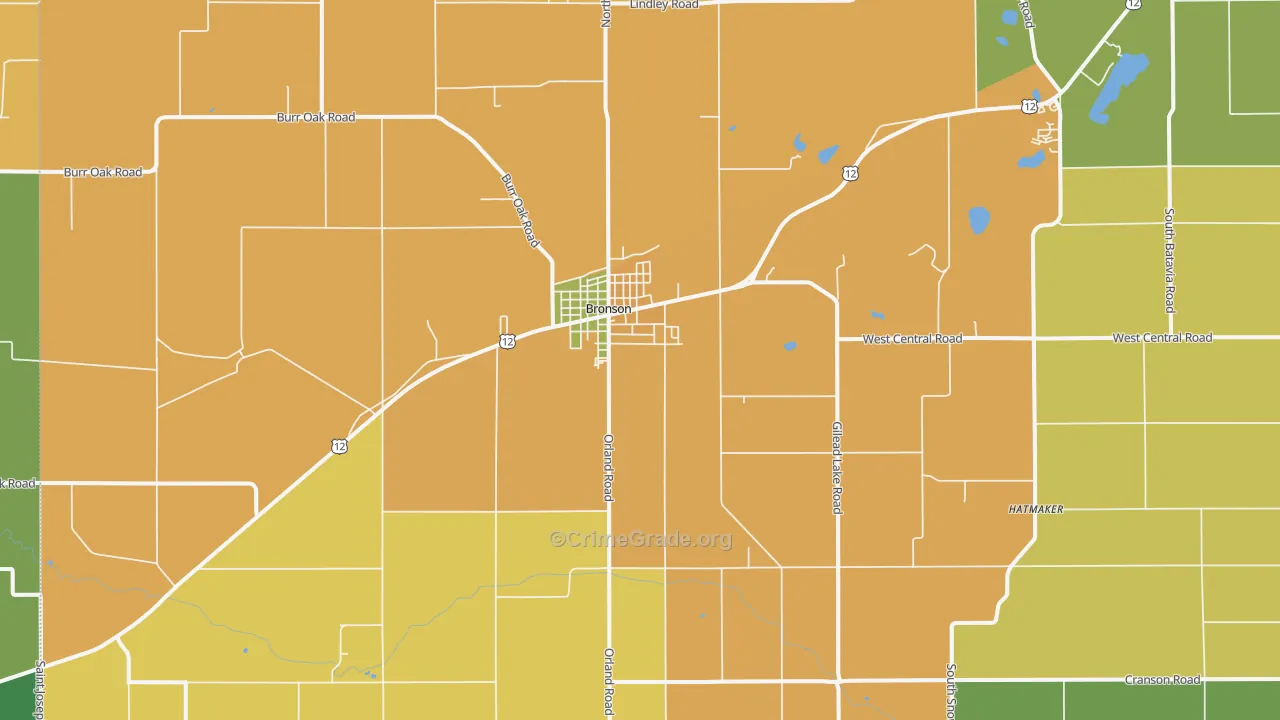 Bronson, MI Map of Robbery Rates