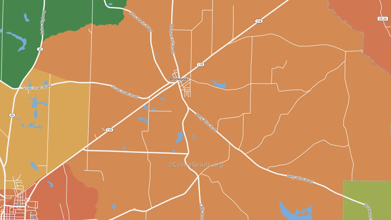 Bronwood, GA Map of Robbery Rates