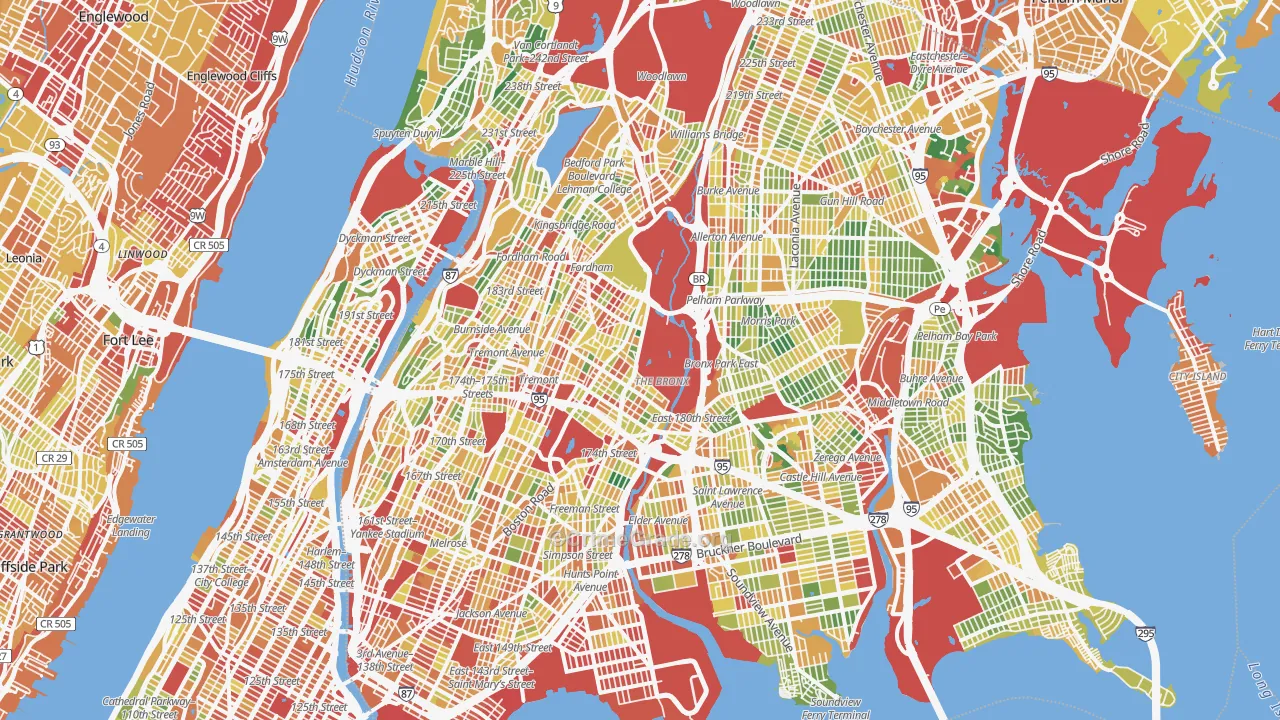 Bronx County, NY Map of Robbery Rates