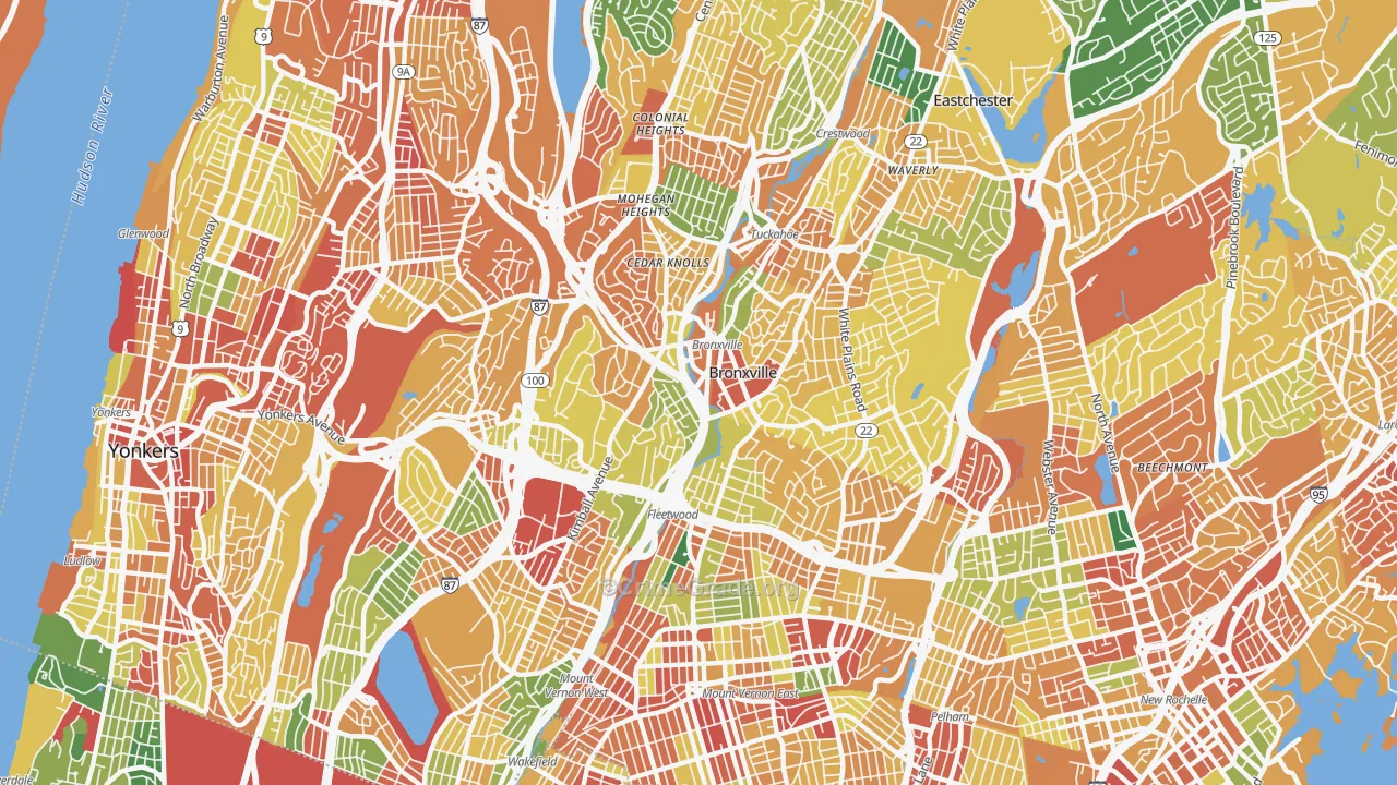 Bronxville, NY Map of Robbery Rates