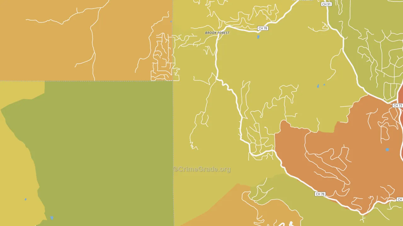 Brook Forest, CO Map of Robbery Rates