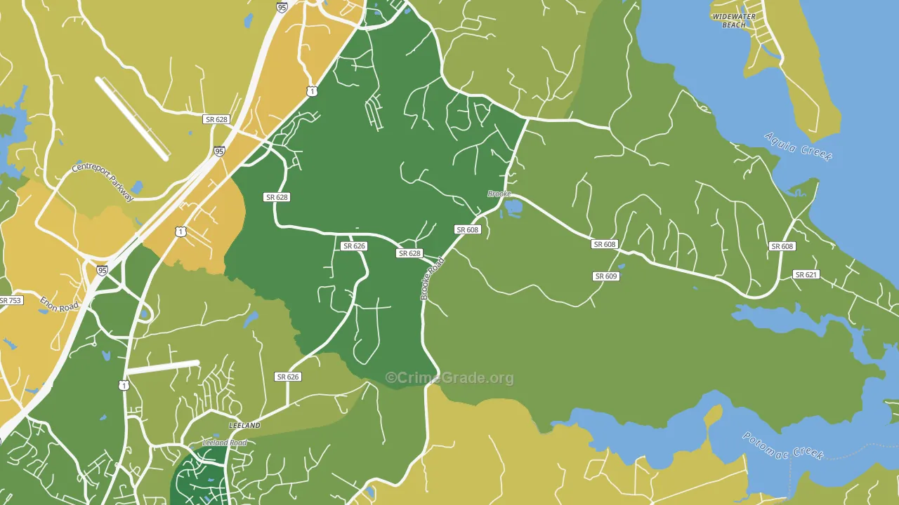 Brooke, VA Map of Robbery Rates