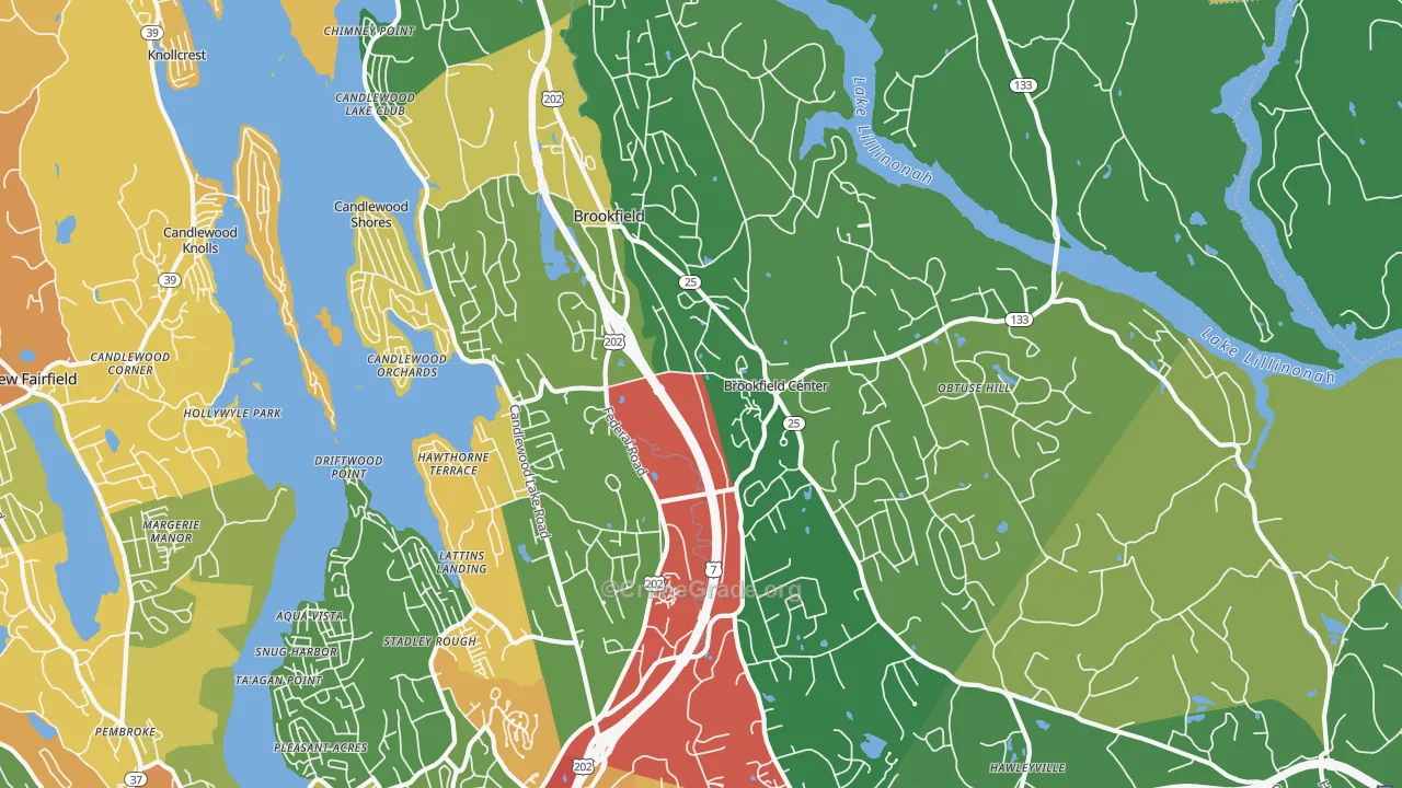 Brookfield, CT Map of Robbery Rates