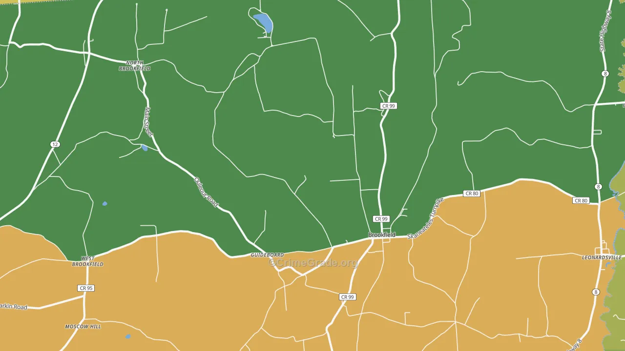 Brookfield, NY Map of Robbery Rates