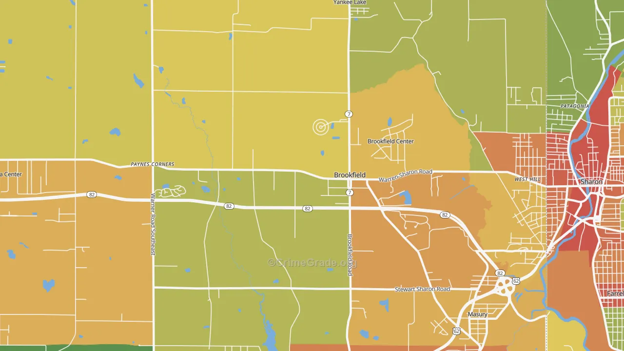 Brookfield, OH Map of Robbery Rates