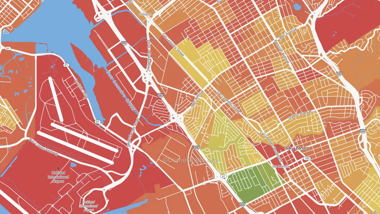 Brookfield Village, Oakland, CA Map of Robbery Rates