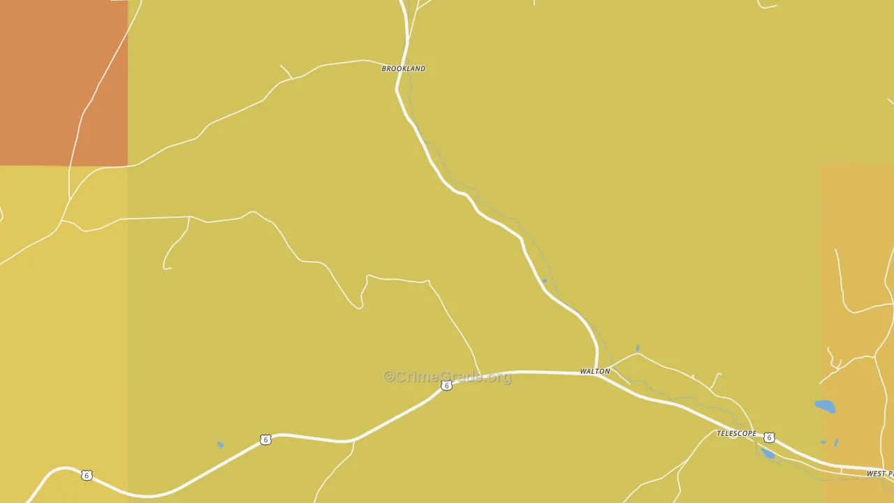 Brookland, PA Map of Robbery Rates