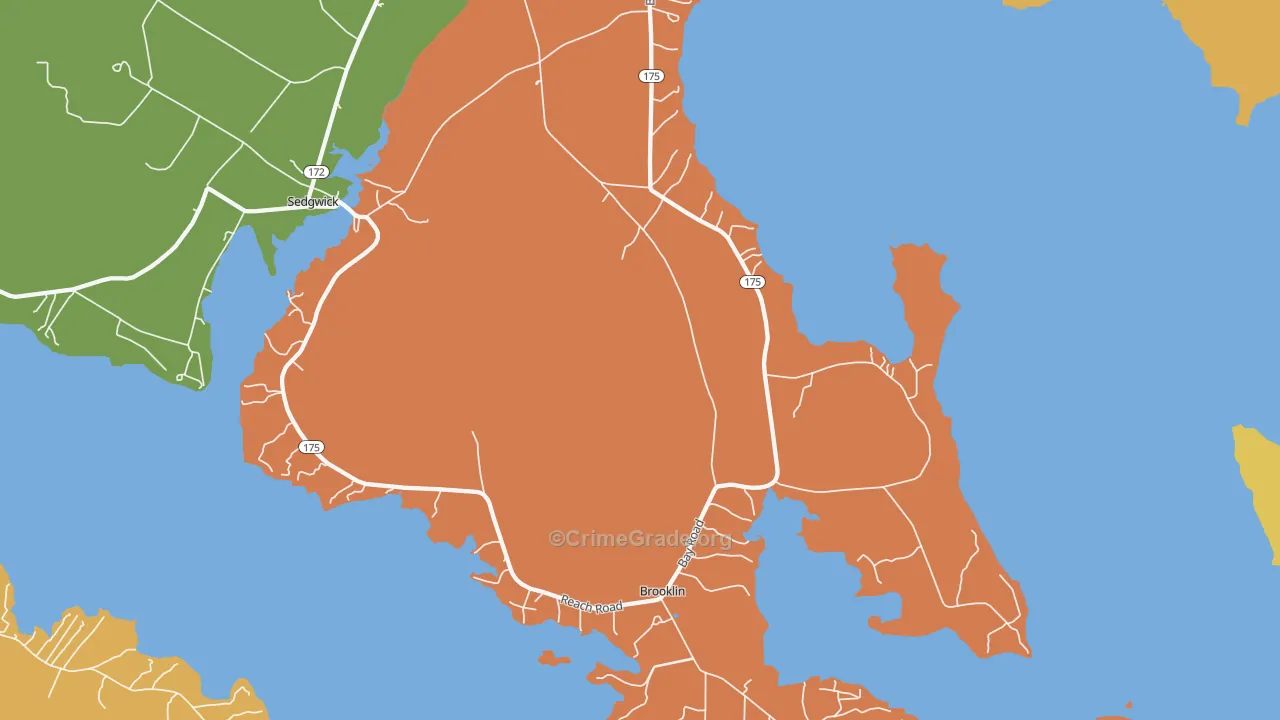 Brooklin, ME Map of Robbery Rates