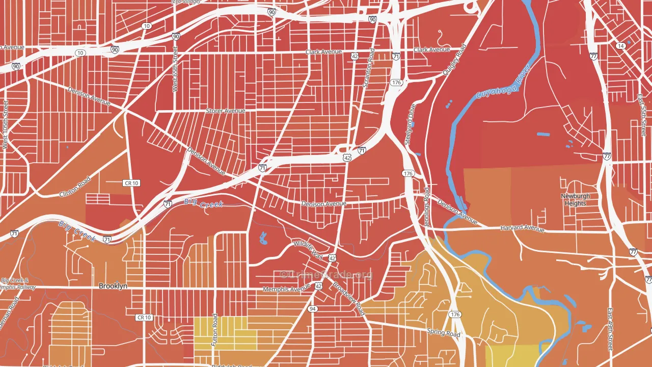 Brooklyn-Centre, Cleveland, OH Map of Robbery Rates