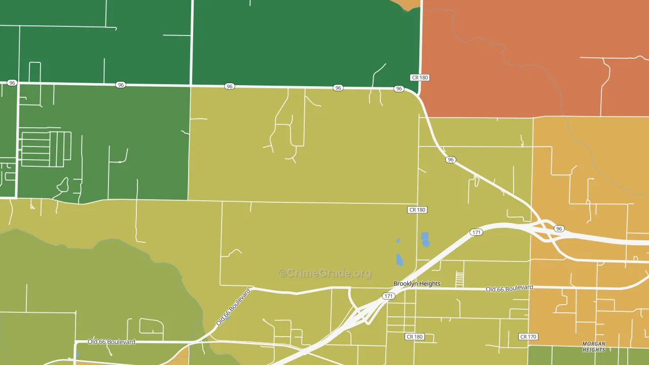 Brooklyn Heights, MO Map of Robbery Rates
