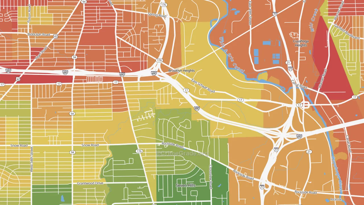 Brooklyn Heights, OH Map of Robbery Rates