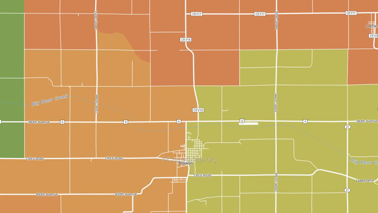 Brooklyn, IA Map of Robbery Rates
