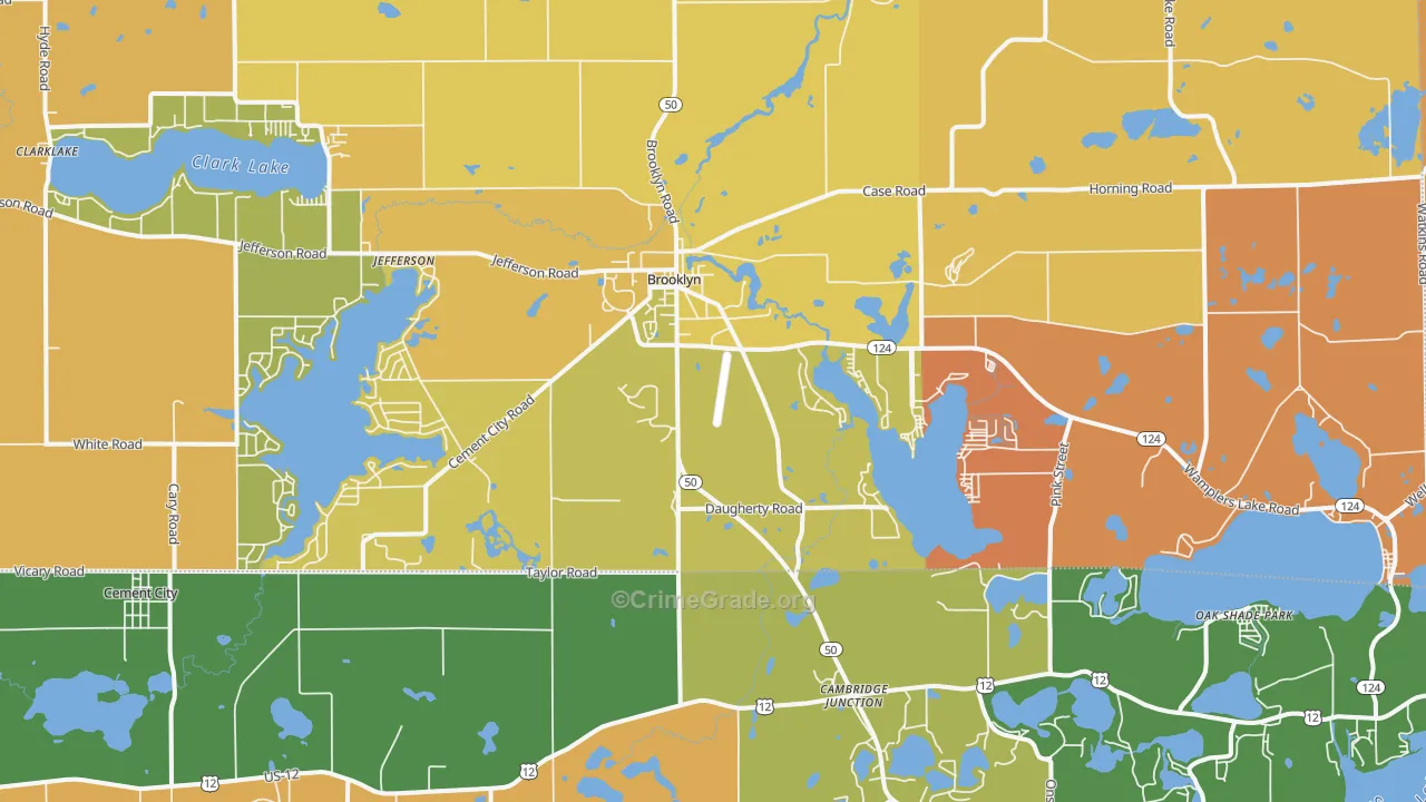 Brooklyn, MI Map of Robbery Rates