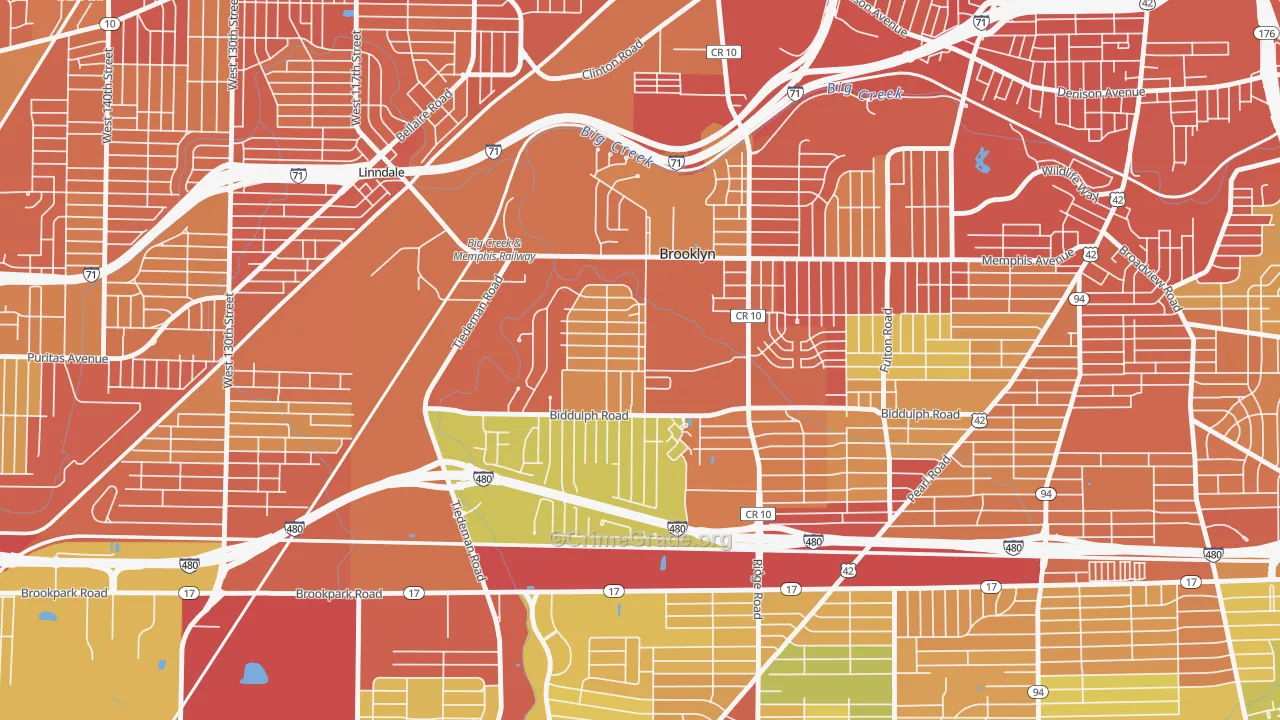 Brooklyn, OH Map of Robbery Rates