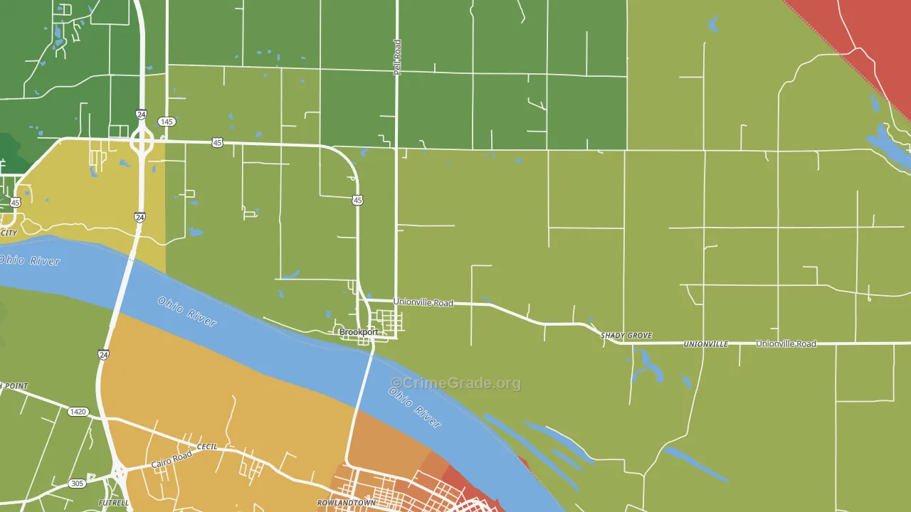 Brookport, IL Map of Robbery Rates