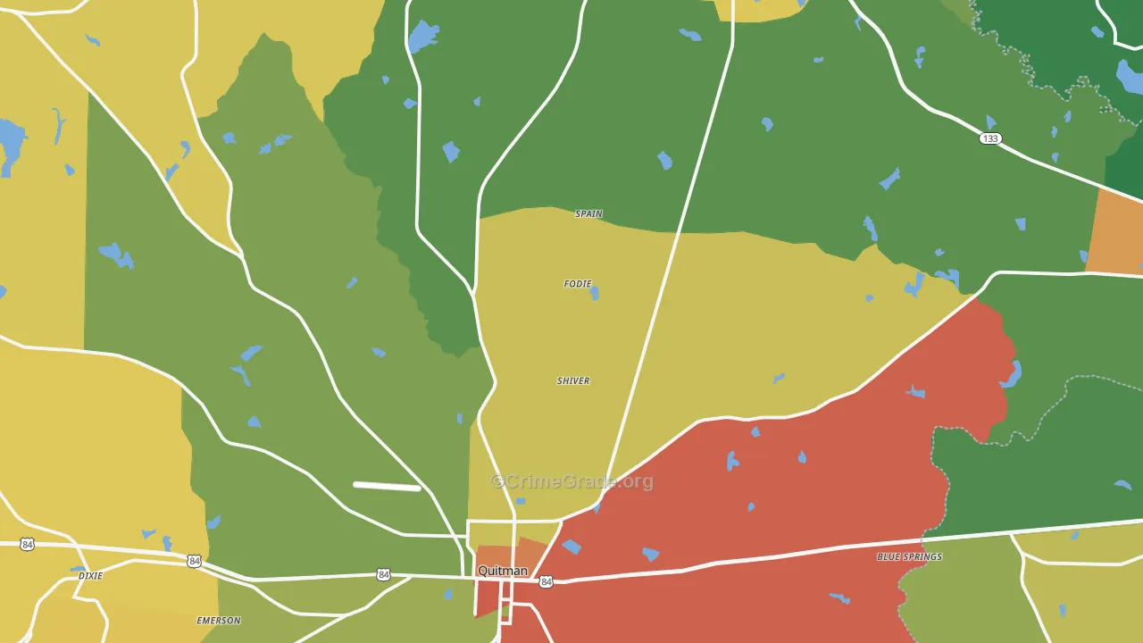 Brooks County, GA Map of Robbery Rates