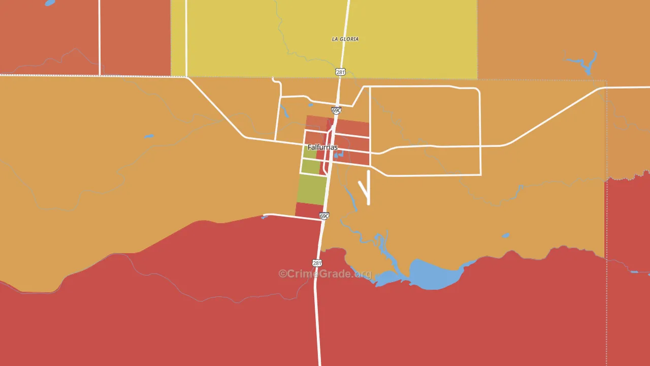 Brooks County, TX Map of Robbery Rates