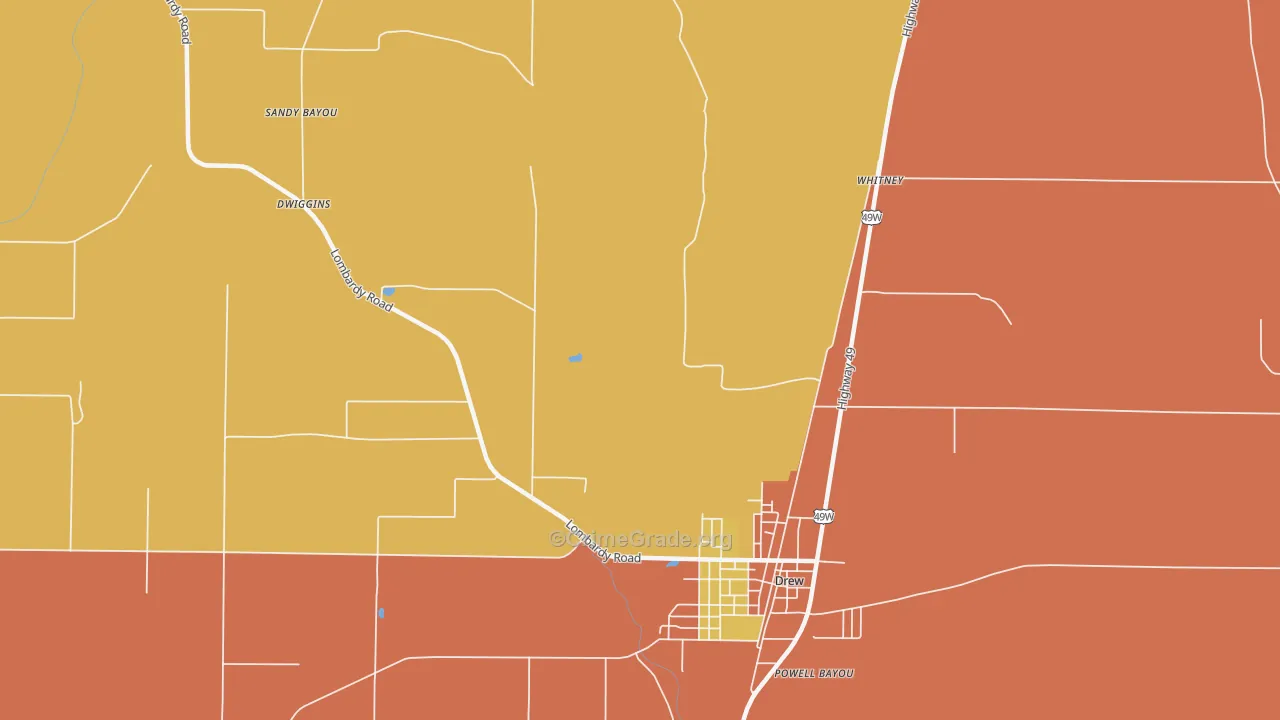 Brooks, MS Map of Robbery Rates