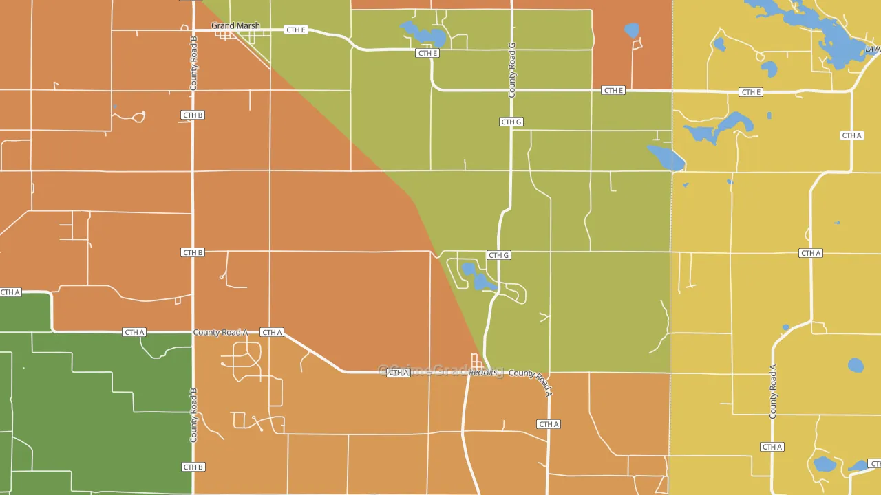 Brooks, WI Map of Robbery Rates