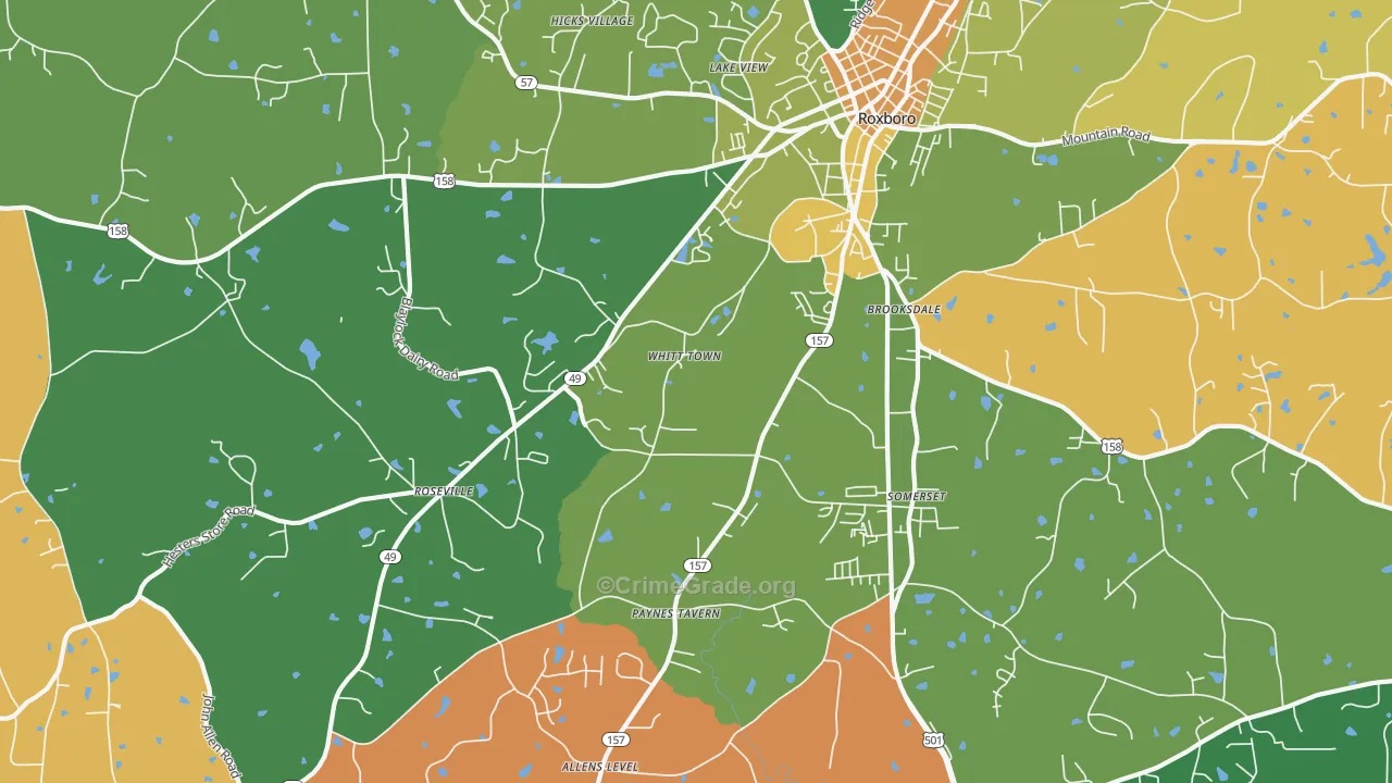 Brooksdale, NC Map of Robbery Rates