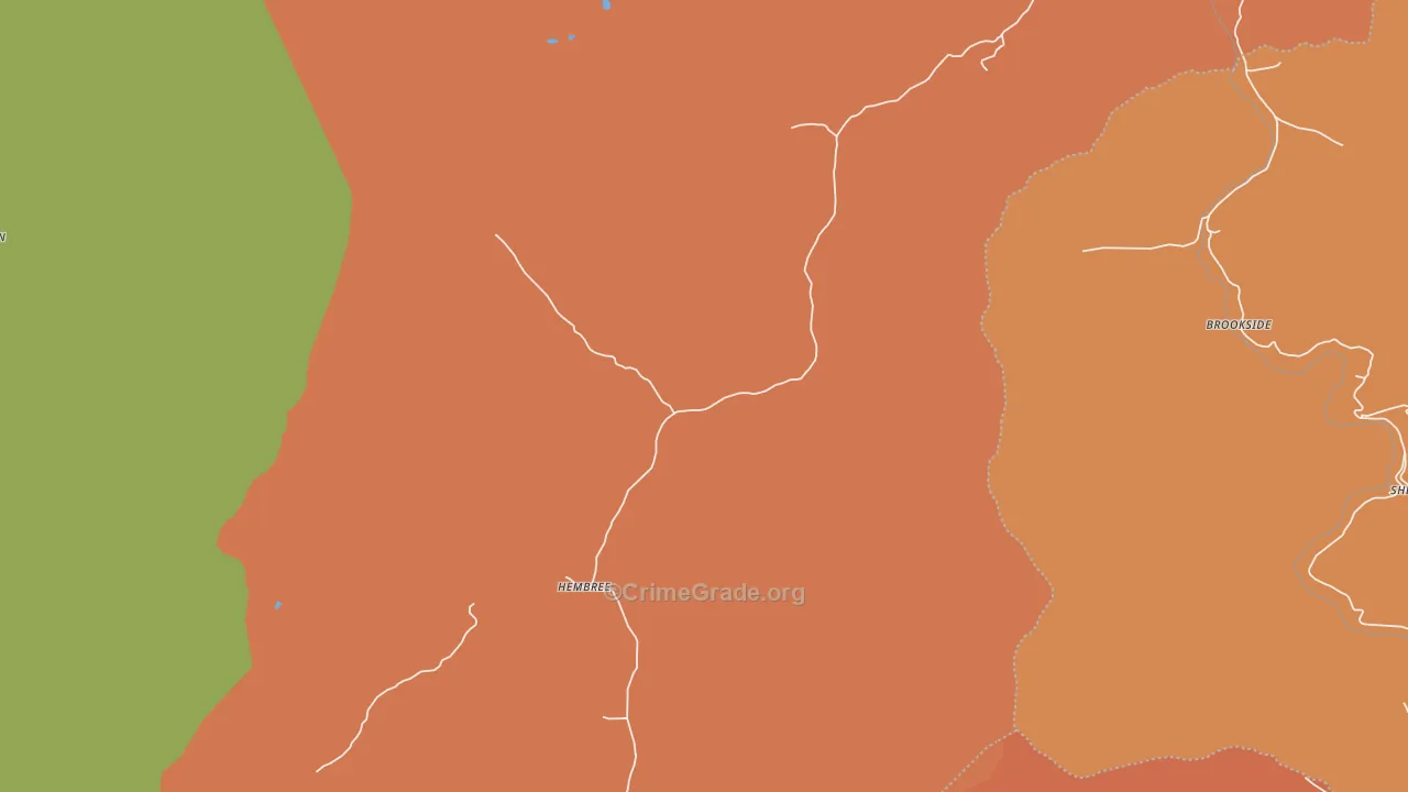 Brookside, TN Map of Robbery Rates