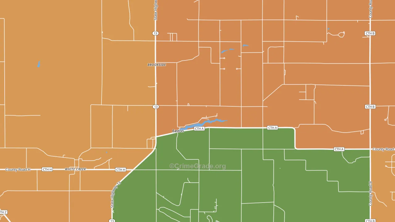 Brookside, WI Map of Robbery Rates