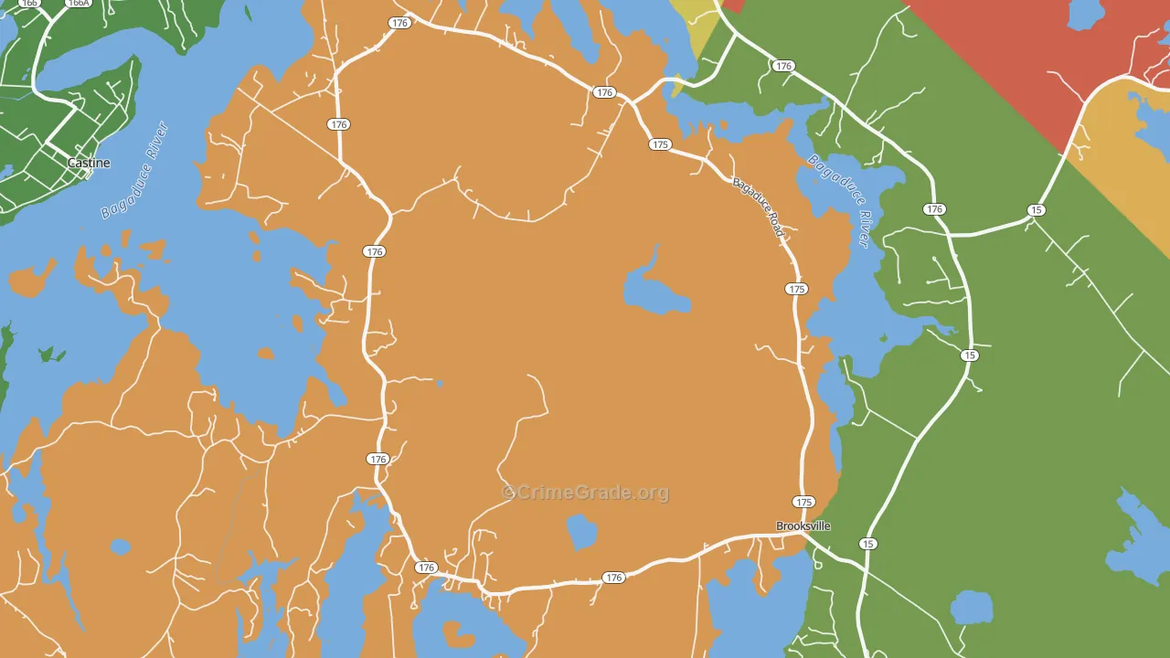Brooksville, ME Map of Robbery Rates
