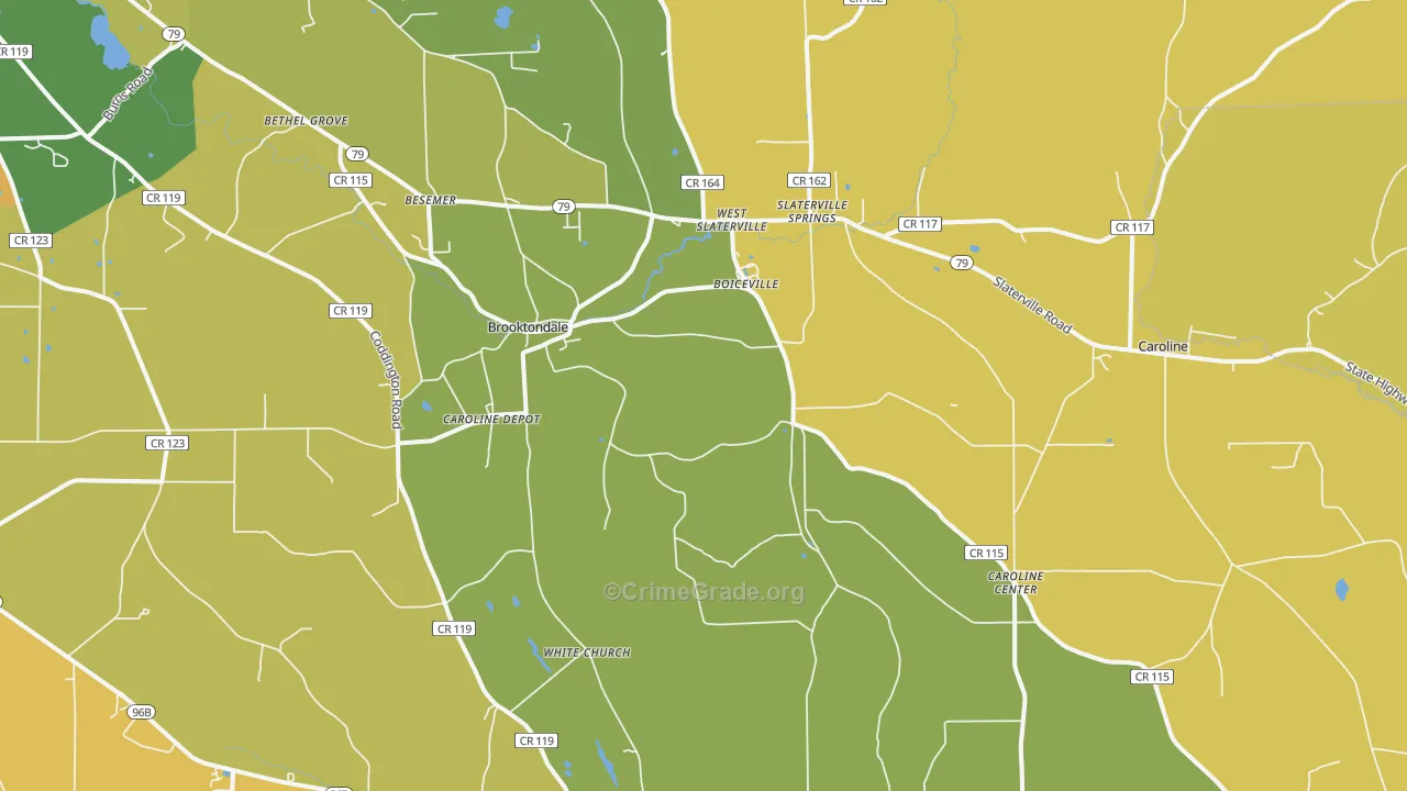 Brooktondale, NY Map of Robbery Rates