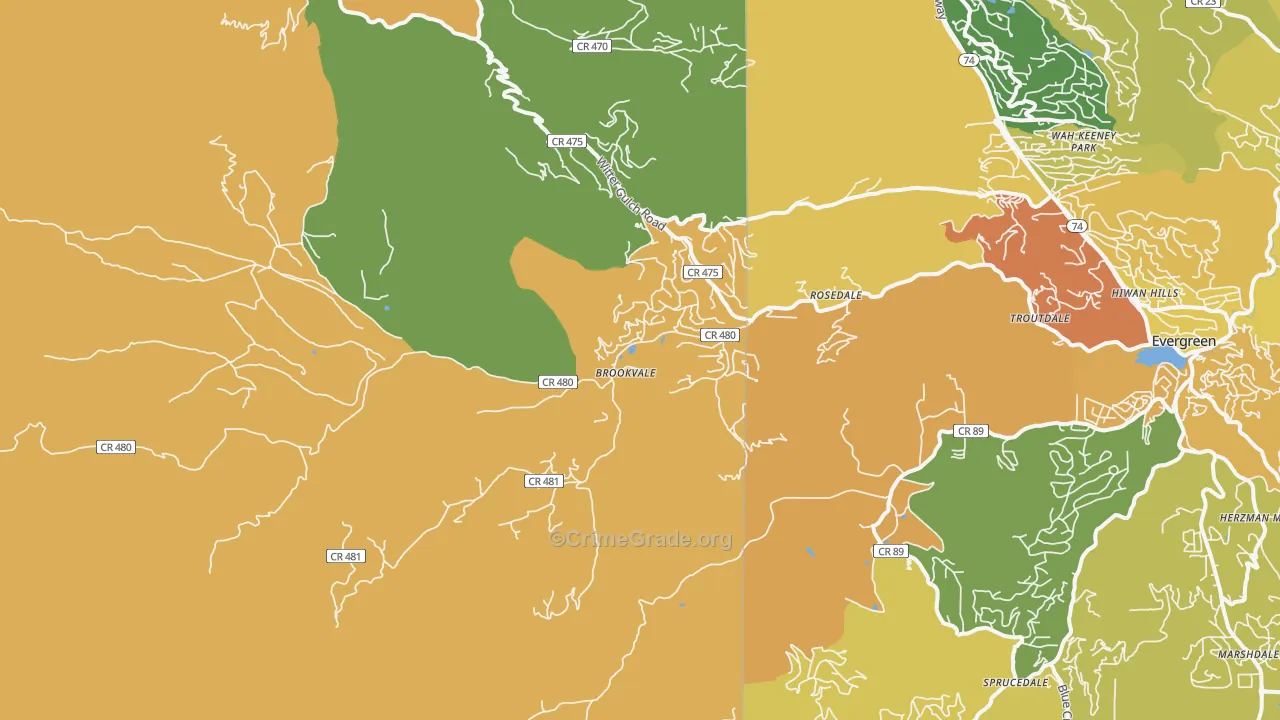 Brookvale, CO Map of Robbery Rates