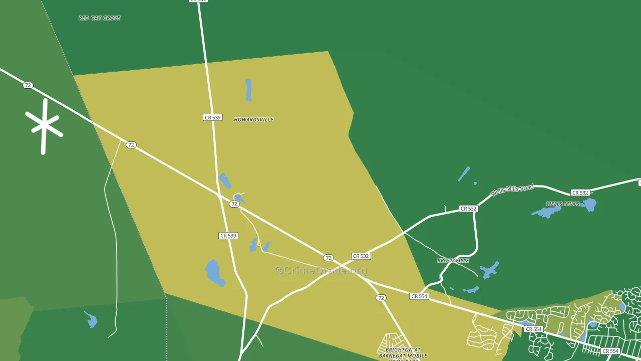 Brookville, NJ Map of Robbery Rates
