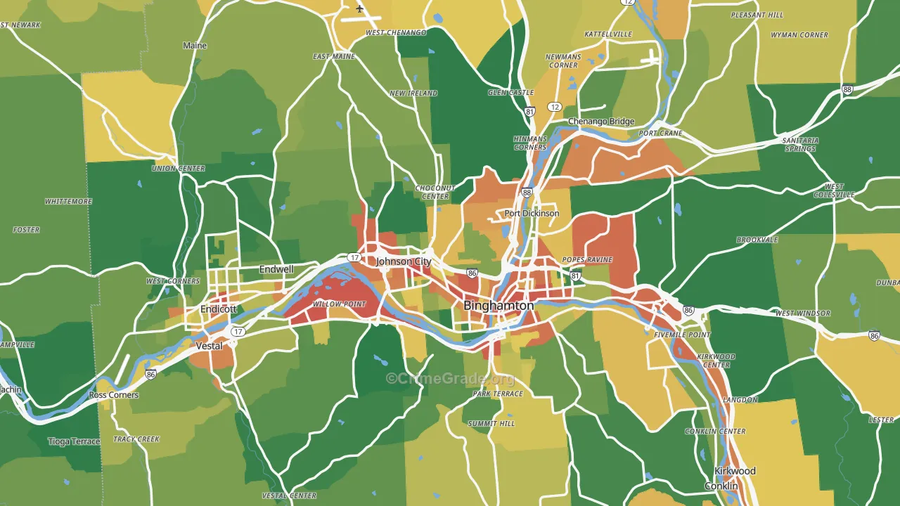 Broome County, NY Map of Robbery Rates