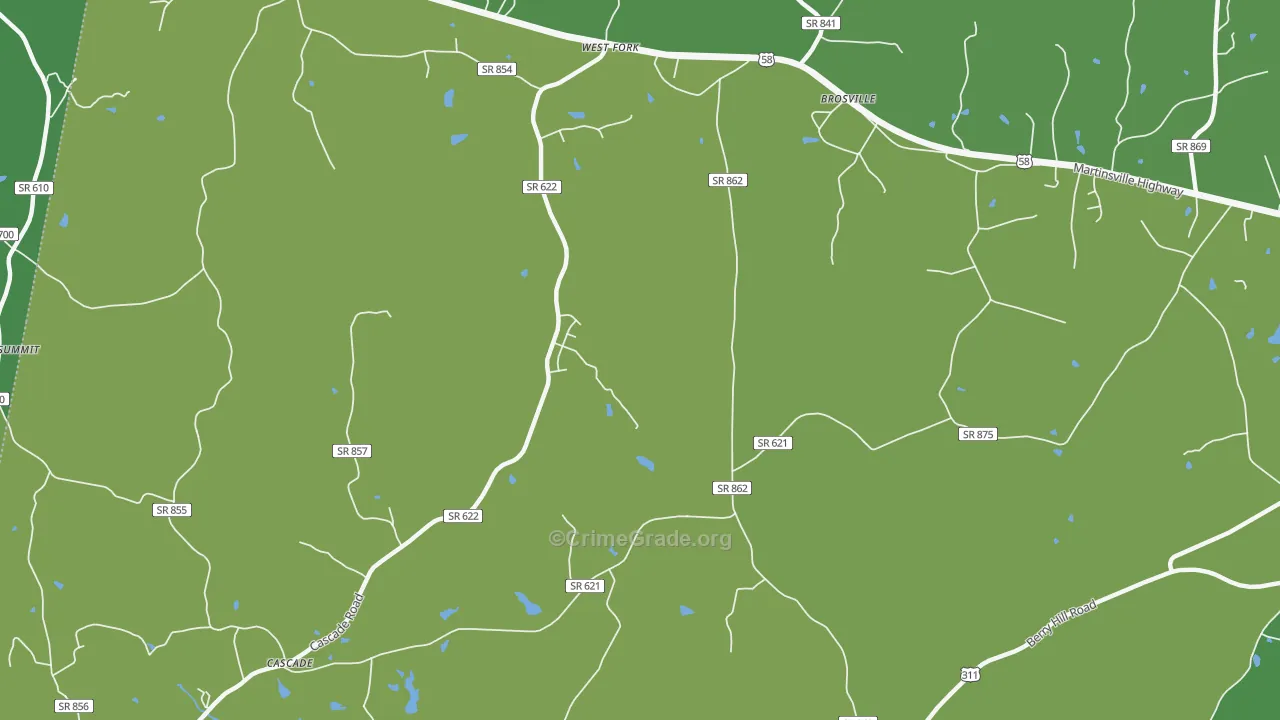 Brosville, VA Map of Robbery Rates