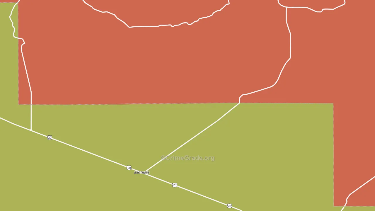 Brothers, OR Map of Robbery Rates