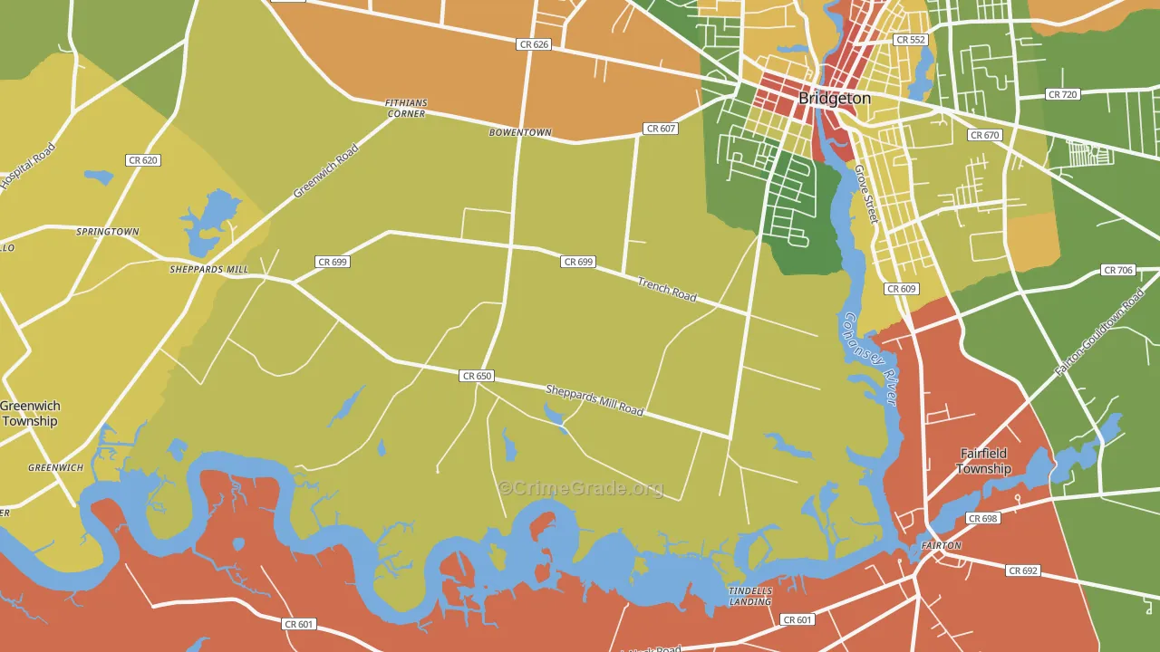 Brotmanville, NJ Map of Robbery Rates